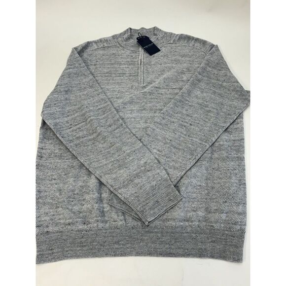 NWT Peter Millar Rockport Quarter Zip Linen Merino Wool Sweater Gray XXL $395 - Picture 5 of 12